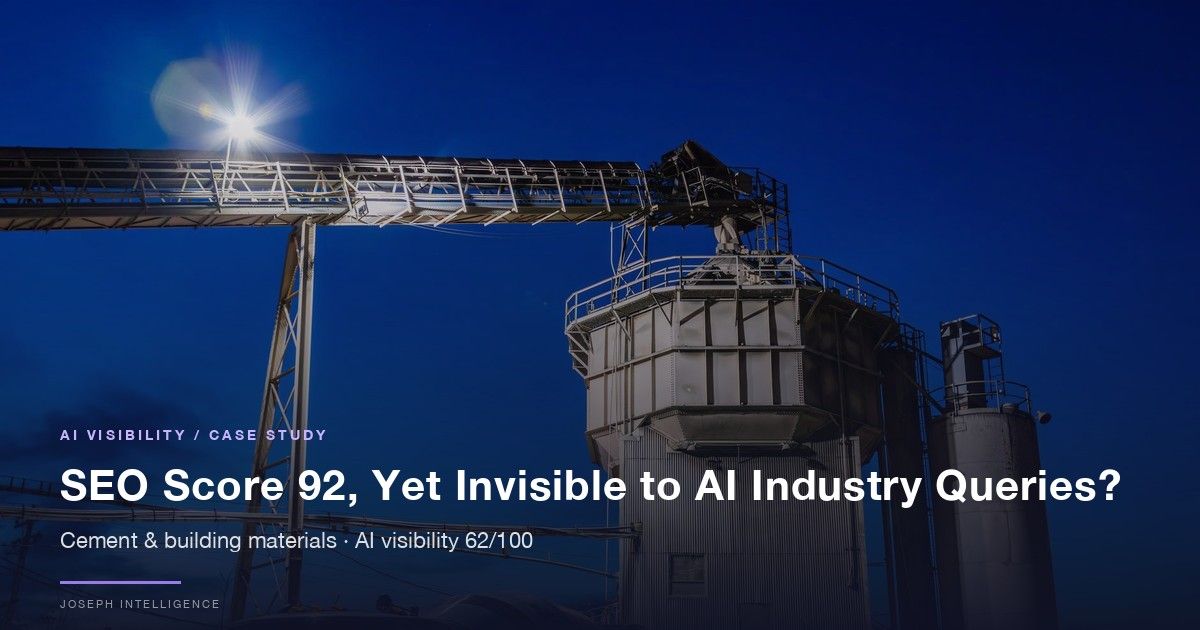 [AI Visibility Case] SEO Score 92, Yet Invisible to AI Industry Queries? The Digital Paradox in Cement — 62/100