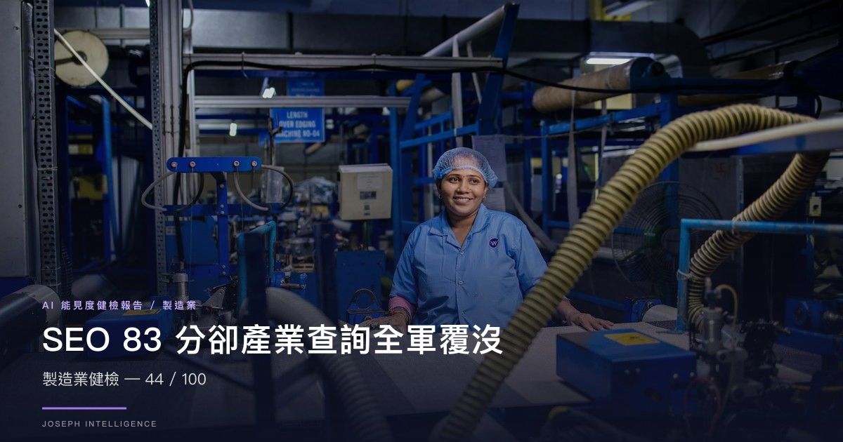 【AI 能見度案例】SEO 83 分卻在產業查詢全軍覆沒— 44/100