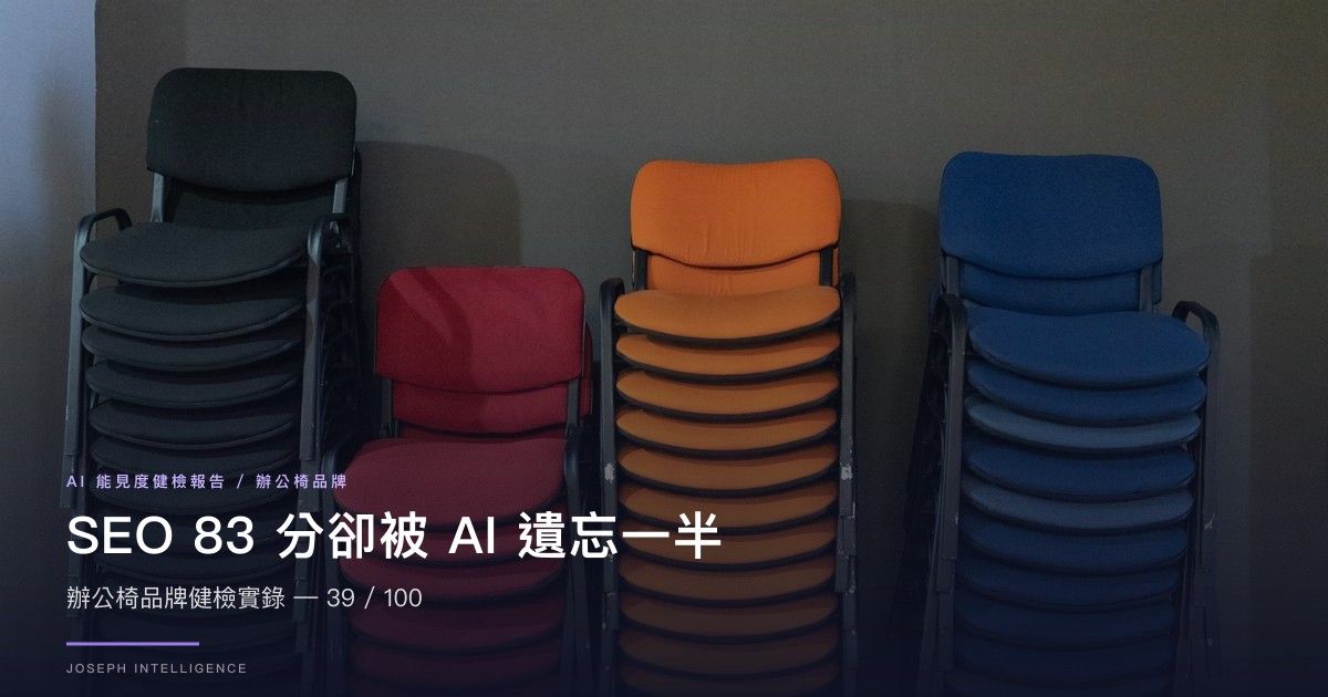 【AI 能見度案例】SEO 83 分卻被 AI 遺忘一半？辦公椅品牌健檢實錄 — 39/100